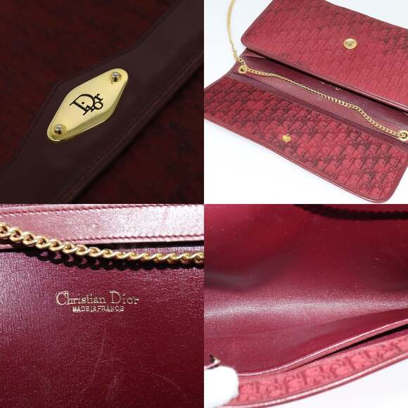 DIOR Trotter Canvas Chain Shoulder Bag Red - Picture 11 of 12